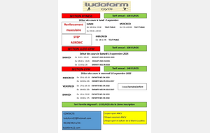 Horaires et tarifs 2025/2026